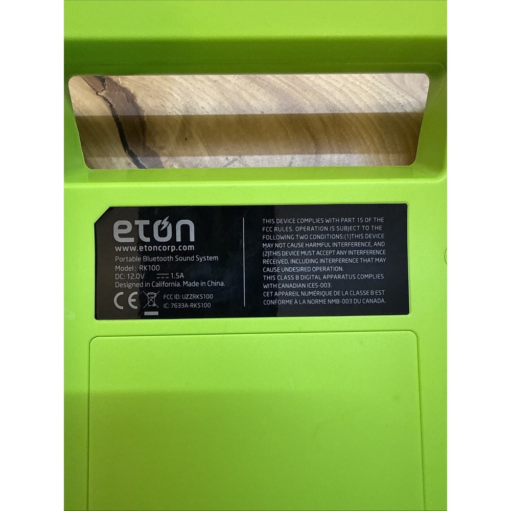 Eton Rukus RK100 Portlable Bluetooth Sound System w/ Adapter | No Batteries - Picture 5 of 8